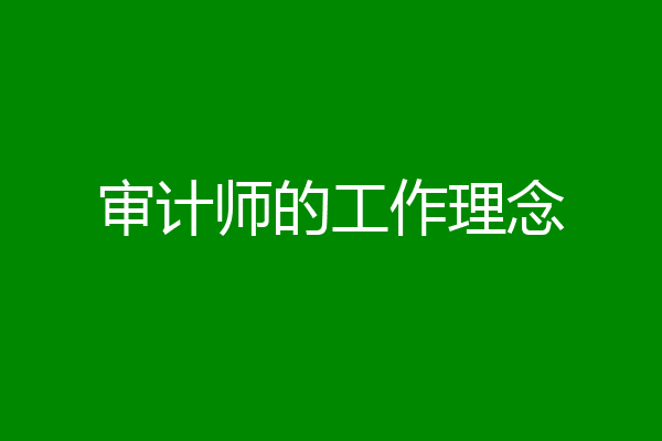 审计师的工作理念