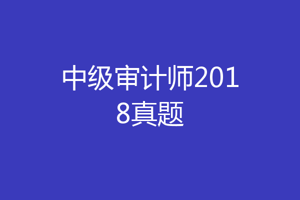 中级审计师2018真题