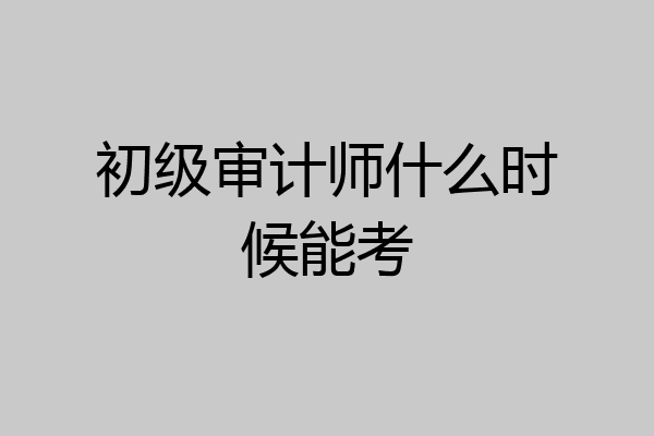 初级审计师什么时候能考