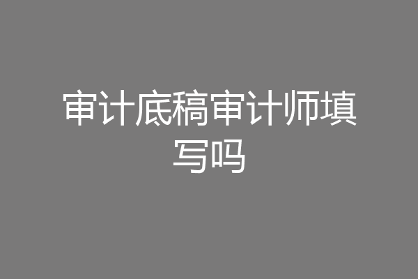 审计底稿审计师填写吗