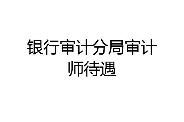 银行审计分局审计师待遇