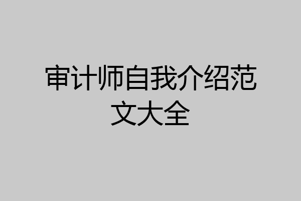 审计师自我介绍范文大全