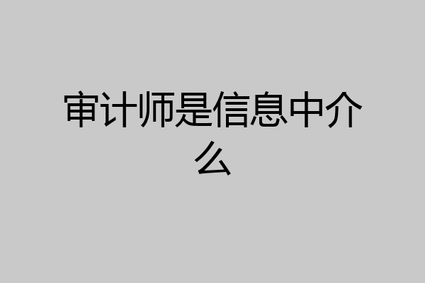 审计师是信息中介么