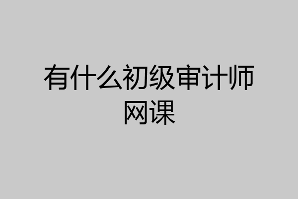 有什么初级审计师网课