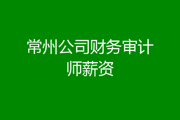 常州公司财务审计师薪资