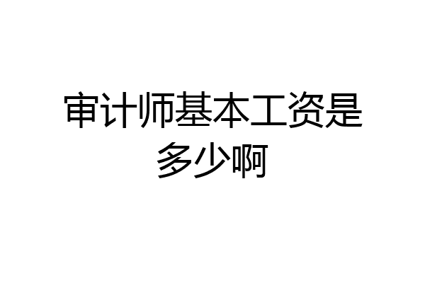 审计师基本工资是多少啊