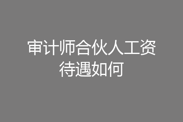 审计师合伙人工资待遇如何