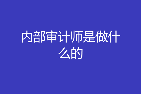 内部审计师是做什么的