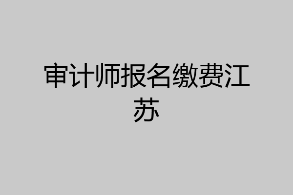 审计师报名缴费江苏