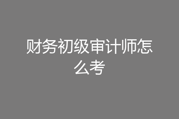 财务初级审计师怎么考