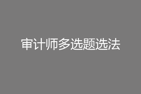 审计师多选题选法