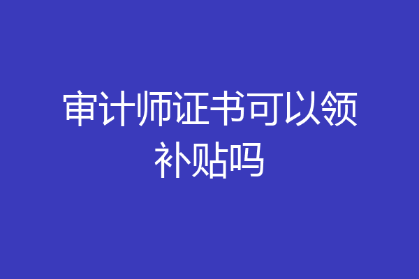 审计师证书可以领补贴吗