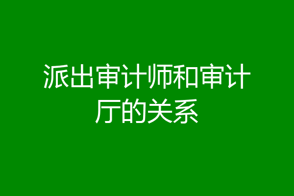 派出审计师和审计厅的关系