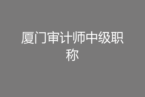 厦门审计师中级职称