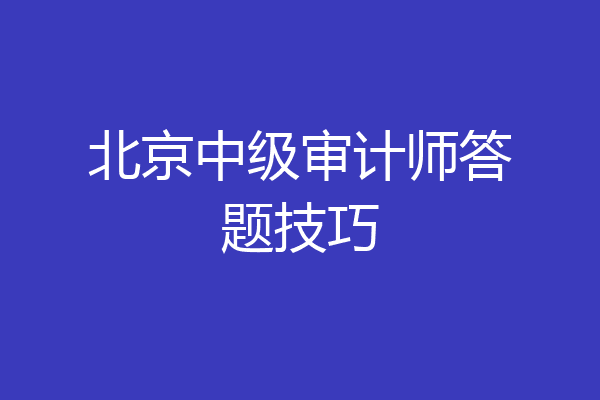 北京中级审计师答题技巧