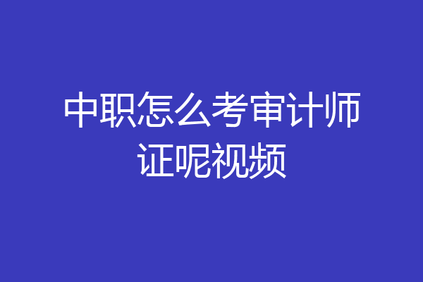 中职怎么考审计师证呢视频