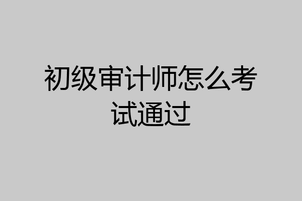 初级审计师怎么考试通过