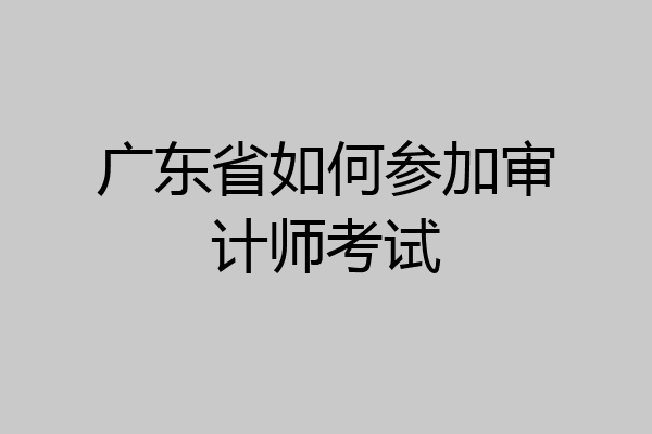 广东省如何参加审计师考试
