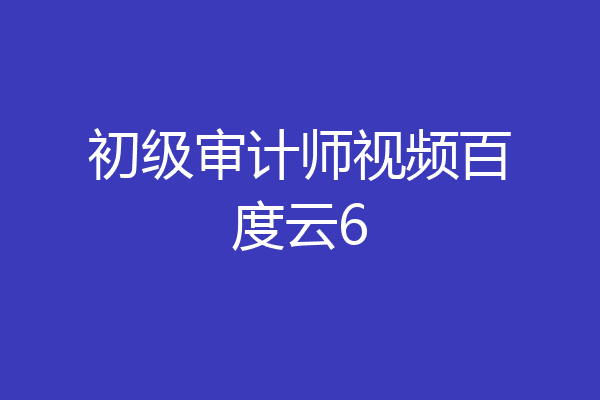 初级审计师视频百度云6