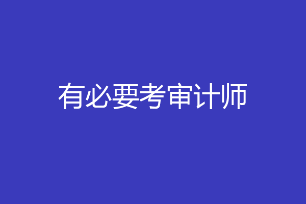 有必要考审计师