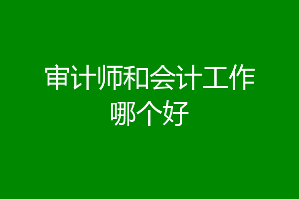 审计师和会计工作哪个好