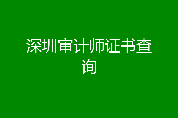 深圳审计师证书查询
