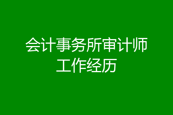 会计事务所审计师工作经历