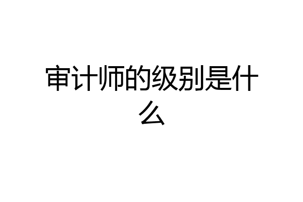 审计师的级别是什么