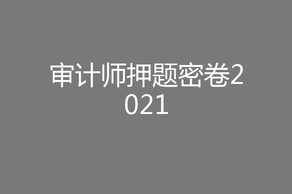审计师押题密卷2021