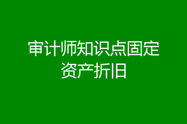 审计师知识点固定资产折旧