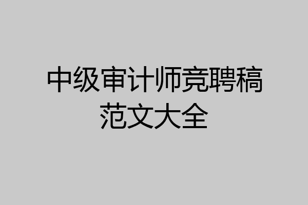 中级审计师竞聘稿范文大全