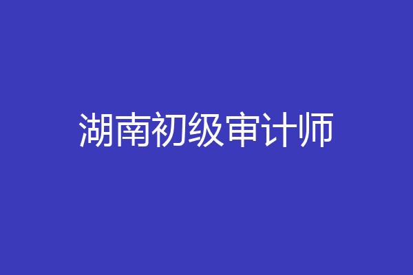 湖南初级审计师