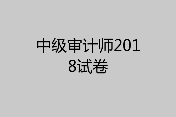 中级审计师2018试卷