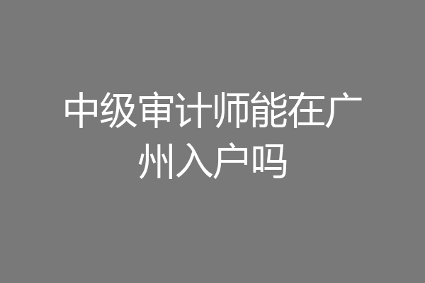 中级审计师能在广州入户吗