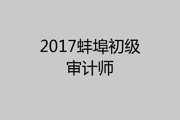 2017蚌埠初级审计师