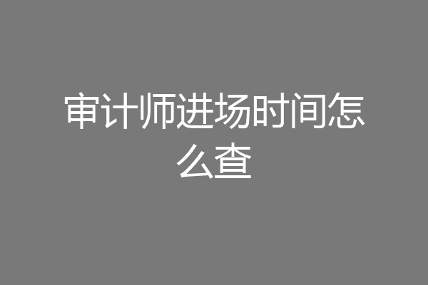审计师进场时间怎么查