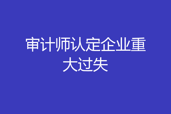 审计师认定企业重大过失