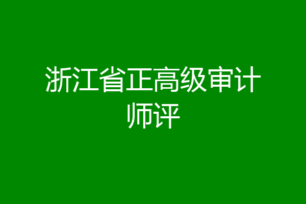 浙江省正高级审计师评