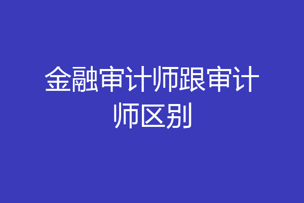 金融审计师跟审计师区别