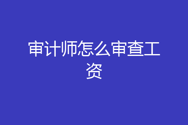 审计师怎么审查工资