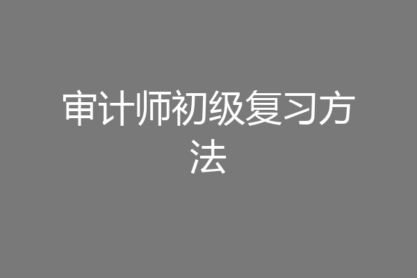 审计师初级复习方法