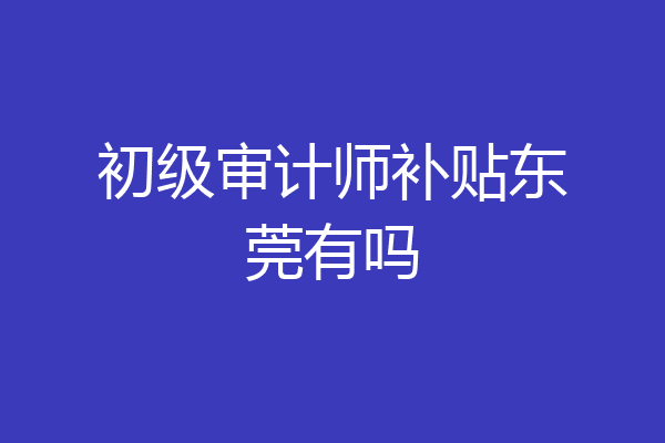初级审计师补贴东莞有吗