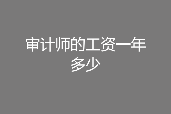审计师的工资一年多少