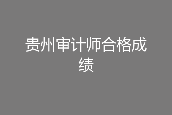 贵州审计师合格成绩