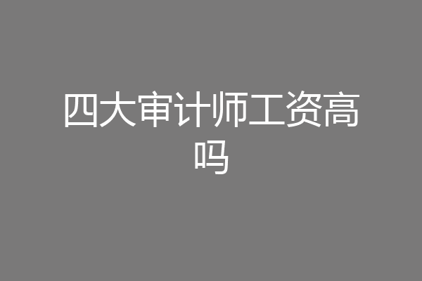 四大审计师工资高吗