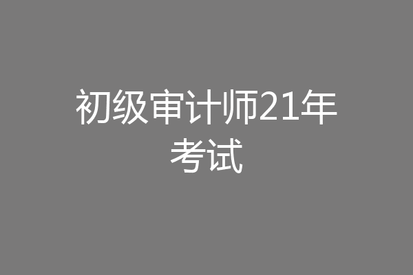初级审计师21年考试