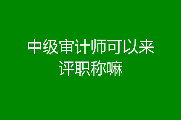 中级审计师可以来评职称嘛