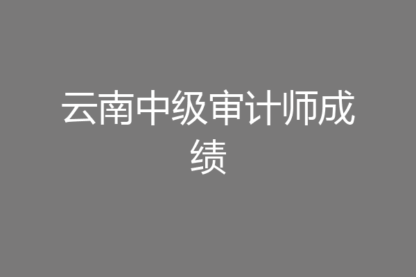 云南中级审计师成绩