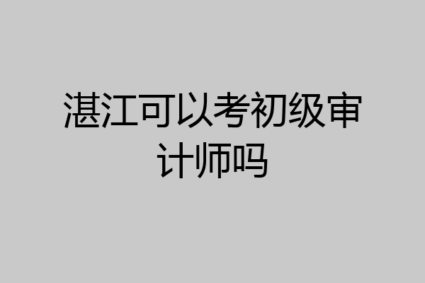 湛江可以考初级审计师吗