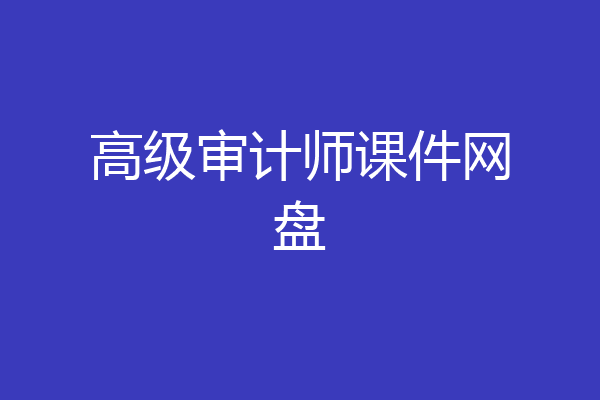 高级审计师课件网盘